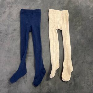 Cozy Knit Tights Blue and Cream - set of 2